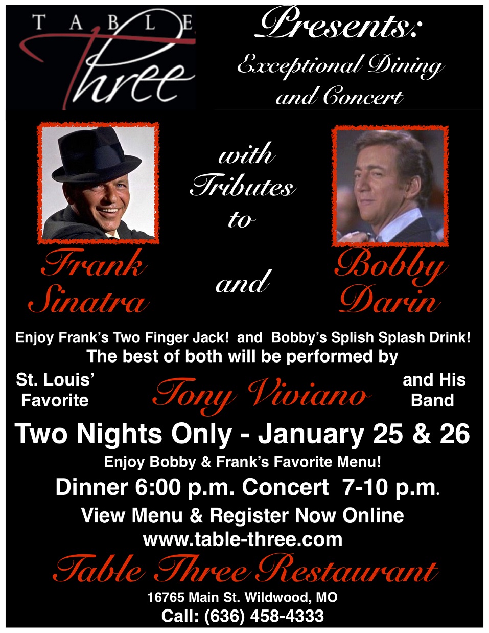 Sinatra-Darin Tribute Dinner-Concert -Tony Viviano @ Table 3