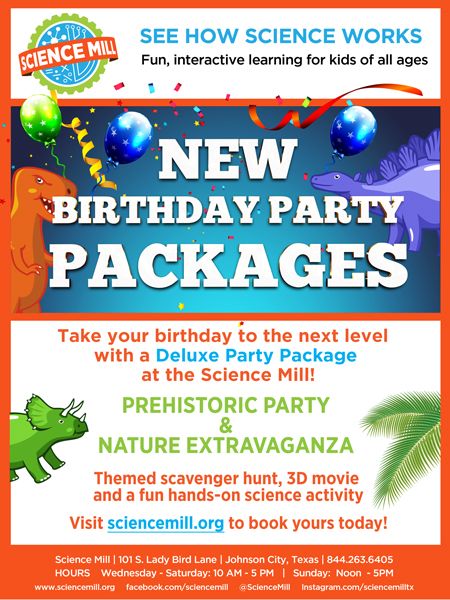 New Birthday Parties at the Science Mill