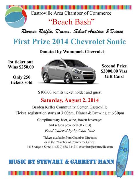 Castroville Chamber of Commerce "Beach Bash" Reverse Raffle