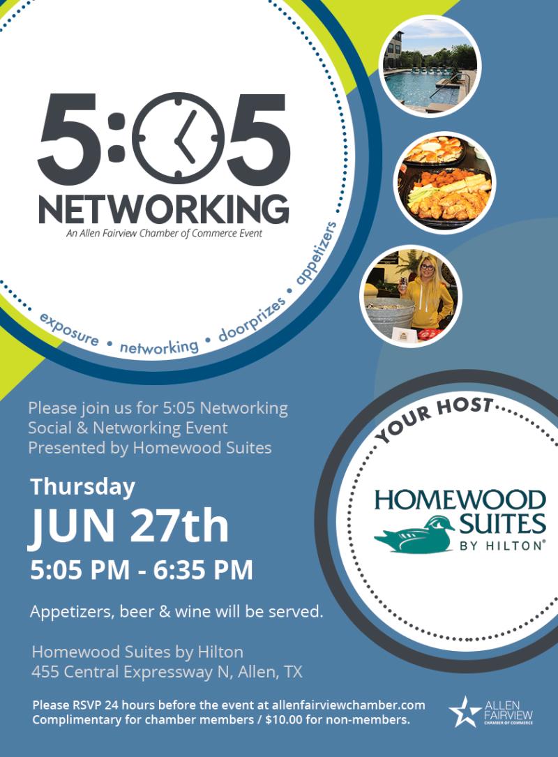 5:05 Networking- Homewood Suites