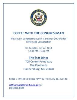Legislative: Coffee with Congressman John K. Delaney