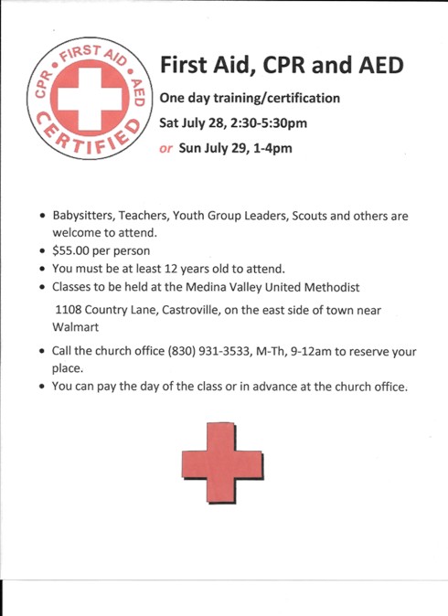 First Aid, CPR and AED Class