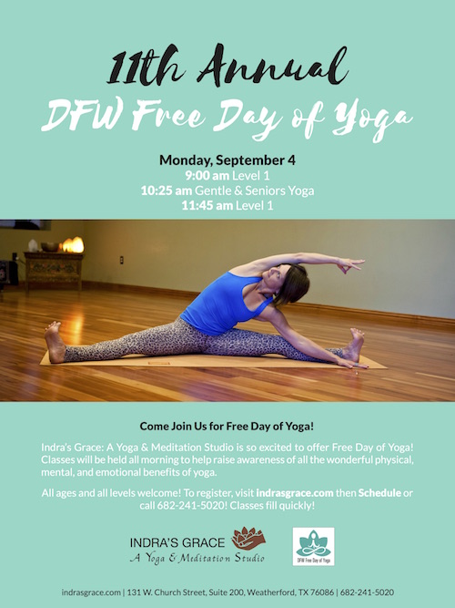DFW's 11th Annual FREE Day of Yoga! at Indra's Grace!