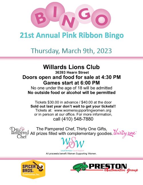 Women Supporting Women Pink Ribbon Bingo