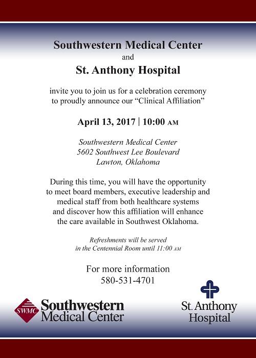 Clinical Affiliation between SWMC and  St Anthony Hospital
