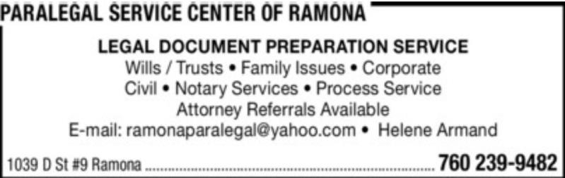 Paralegal Service Center of Ramona